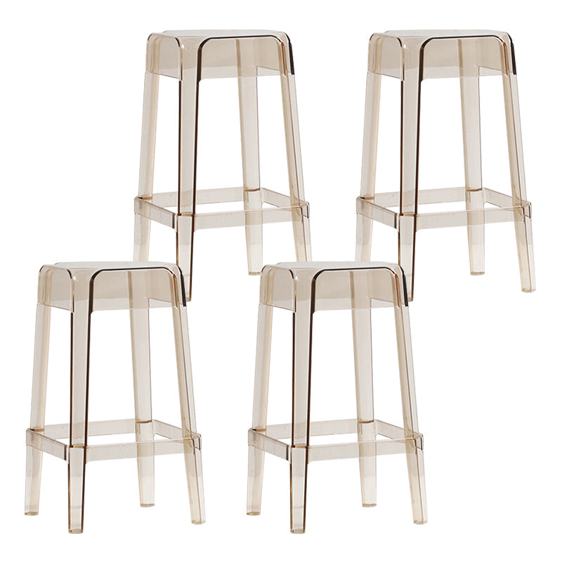 Backless Arm-less Modern Bar Stool Plastic Footrest Square Counter Stool Amber 4 Piece Set Counter Stool(26"H) Clearhalo 'Bar Furniture' 'Bar Stools' 'bar_stools' 'furn' 'furn_bar_stools' 'furniture_bar_stools' 'Kitchen & Dining Furniture' 'kitchen&dining_furn' 'kitchen' 'kitchen_furn' Furniture' 4275134