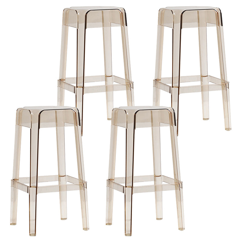 Backless Arm-less Modern Bar Stool Plastic Footrest Square Counter Stool Amber 4 Piece Set Bar Stool(30"H) Clearhalo 'Bar Furniture' 'Bar Stools' 'bar_stools' 'furn' 'furn_bar_stools' 'furniture_bar_stools' 'Kitchen & Dining Furniture' 'kitchen&dining_furn' 'kitchen' 'kitchen_furn' Furniture' 4275135