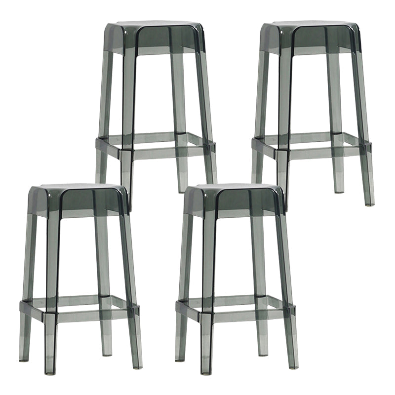 Backless Arm-less Modern Bar Stool Plastic Footrest Square Counter Stool Smoke Gray 4 Piece Set Counter Stool(26"H) Clearhalo 'Bar Furniture' 'Bar Stools' 'bar_stools' 'furn' 'furn_bar_stools' 'furniture_bar_stools' 'Kitchen & Dining Furniture' 'kitchen&dining_furn' 'kitchen' 'kitchen_furn' Furniture' 4275136