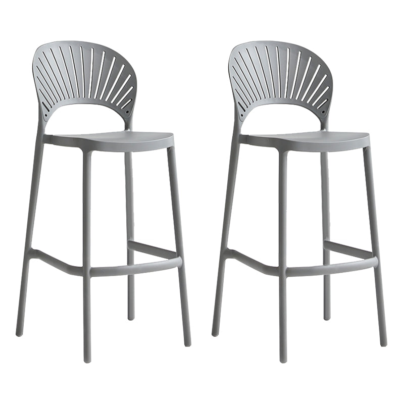 Stack-able Modern Footrest Bar Stool Low Back Plastic Rectangular Counter Stool Grey 2 Piece Set Clearhalo 'Bar Furniture' 'Bar Stools' 'bar_stools' 'furn' 'furn_bar_stools' 'furniture_bar_stools' 'Kitchen & Dining Furniture' 'kitchen&dining_furn' 'kitchen' 'kitchen_furn' Furniture' 4275153