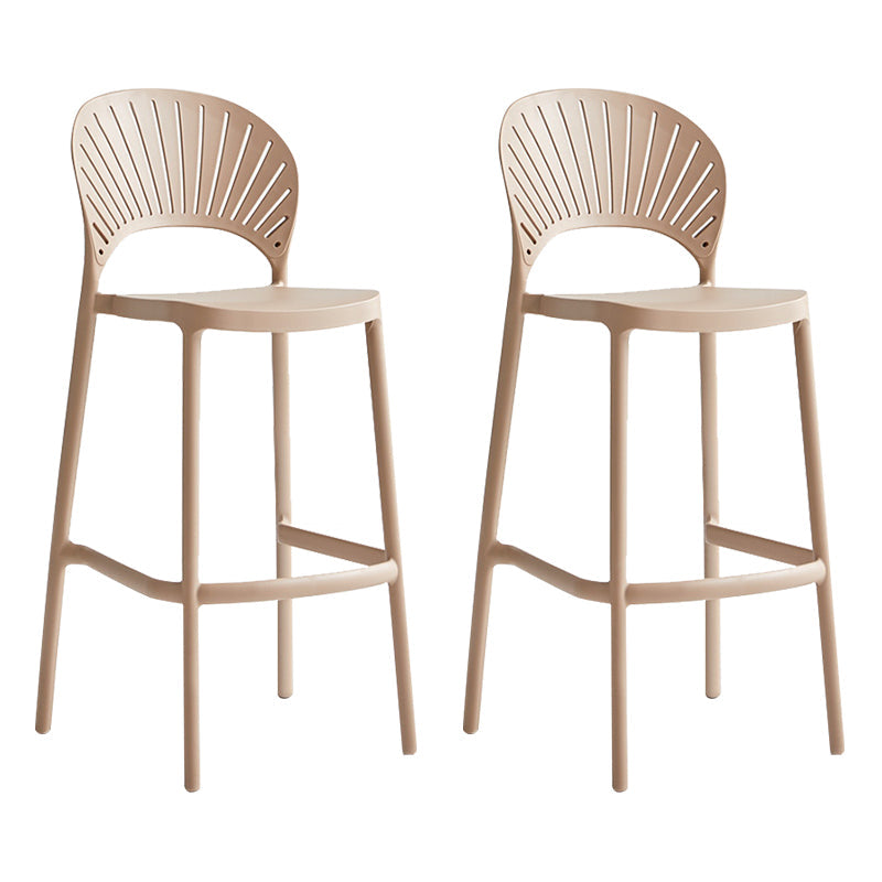 Stack-able Modern Footrest Bar Stool Low Back Plastic Rectangular Counter Stool Camel 2 Piece Set Clearhalo 'Bar Furniture' 'Bar Stools' 'bar_stools' 'furn' 'furn_bar_stools' 'furniture_bar_stools' 'Kitchen & Dining Furniture' 'kitchen&dining_furn' 'kitchen' 'kitchen_furn' Furniture' 4275157