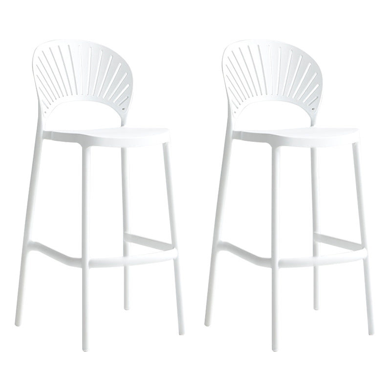 Stack-able Modern Footrest Bar Stool Low Back Plastic Rectangular Counter Stool White 2 Piece Set Clearhalo 'Bar Furniture' 'Bar Stools' 'bar_stools' 'furn' 'furn_bar_stools' 'furniture_bar_stools' 'Kitchen & Dining Furniture' 'kitchen&dining_furn' 'kitchen' 'kitchen_furn' Furniture' 4275158
