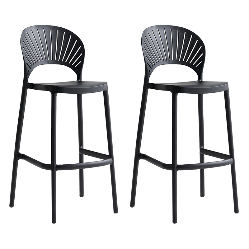 Stack-able Modern Footrest Bar Stool Low Back Plastic Rectangular Counter Stool Black 2 Piece Set Clearhalo 'Bar Furniture' 'Bar Stools' 'bar_stools' 'furn' 'furn_bar_stools' 'furniture_bar_stools' 'Kitchen & Dining Furniture' 'kitchen&dining_furn' 'kitchen' 'kitchen_furn' Furniture' 4275161