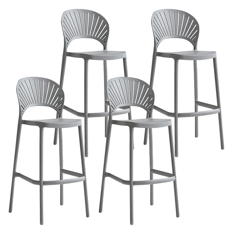 Stack-able Modern Footrest Bar Stool Low Back Plastic Rectangular Counter Stool Grey 4 Piece Set Clearhalo 'Bar Furniture' 'Bar Stools' 'bar_stools' 'furn' 'furn_bar_stools' 'furniture_bar_stools' 'Kitchen & Dining Furniture' 'kitchen&dining_furn' 'kitchen' 'kitchen_furn' Furniture' 4275164