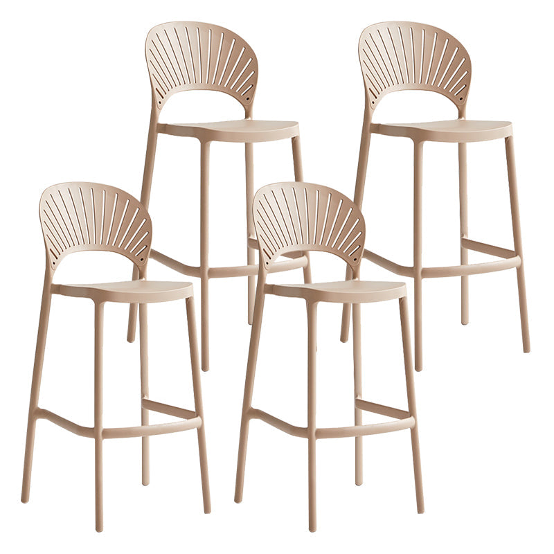Stack-able Modern Footrest Bar Stool Low Back Plastic Rectangular Counter Stool Camel 4 Piece Set Clearhalo 'Bar Furniture' 'Bar Stools' 'bar_stools' 'furn' 'furn_bar_stools' 'furniture_bar_stools' 'Kitchen & Dining Furniture' 'kitchen&dining_furn' 'kitchen' 'kitchen_furn' Furniture' 4275166