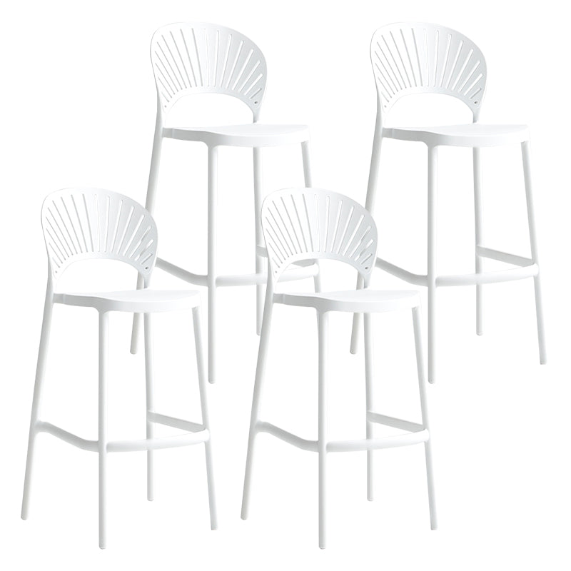 Stack-able Modern Footrest Bar Stool Low Back Plastic Rectangular Counter Stool White 4 Piece Set Clearhalo 'Bar Furniture' 'Bar Stools' 'bar_stools' 'furn' 'furn_bar_stools' 'furniture_bar_stools' 'Kitchen & Dining Furniture' 'kitchen&dining_furn' 'kitchen' 'kitchen_furn' Furniture' 4275167