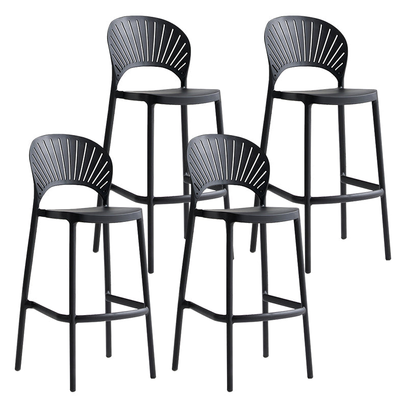 Stack-able Modern Footrest Bar Stool Low Back Plastic Rectangular Counter Stool Black 4 Piece Set Clearhalo 'Bar Furniture' 'Bar Stools' 'bar_stools' 'furn' 'furn_bar_stools' 'furniture_bar_stools' 'Kitchen & Dining Furniture' 'kitchen&dining_furn' 'kitchen' 'kitchen_furn' Furniture' 4275168