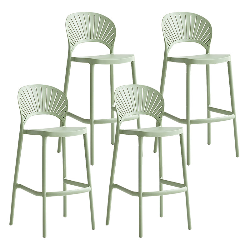 Stack-able Modern Footrest Bar Stool Low Back Plastic Rectangular Counter Stool Light Green 4 Piece Set Clearhalo 'Bar Furniture' 'Bar Stools' 'bar_stools' 'furn' 'furn_bar_stools' 'furniture_bar_stools' 'Kitchen & Dining Furniture' 'kitchen&dining_furn' 'kitchen' 'kitchen_furn' Furniture' 4275169