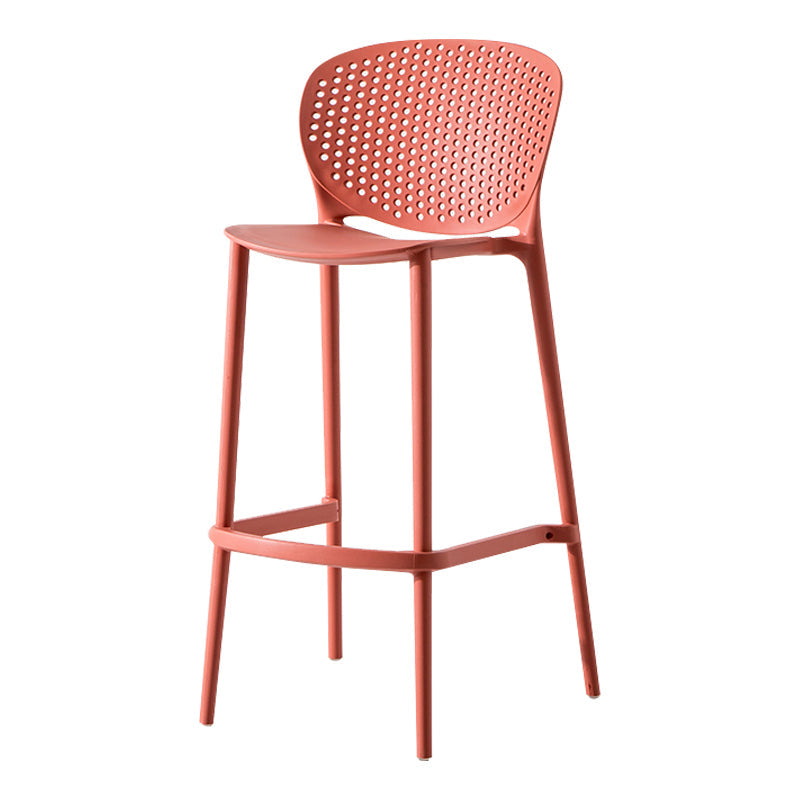Modern Plastic Counter & Bar Stool Low Back Footrest Stool for Coffee Shop Red Bar Stool(30"H) Clearhalo 'Bar Furniture' 'Bar Stools' 'bar_stools' 'furn' 'furn_bar_stools' 'furniture_bar_stools' 'Kitchen & Dining Furniture' 'kitchen&dining_furn' 'kitchen' 'kitchen_furn' Furniture' 4275174