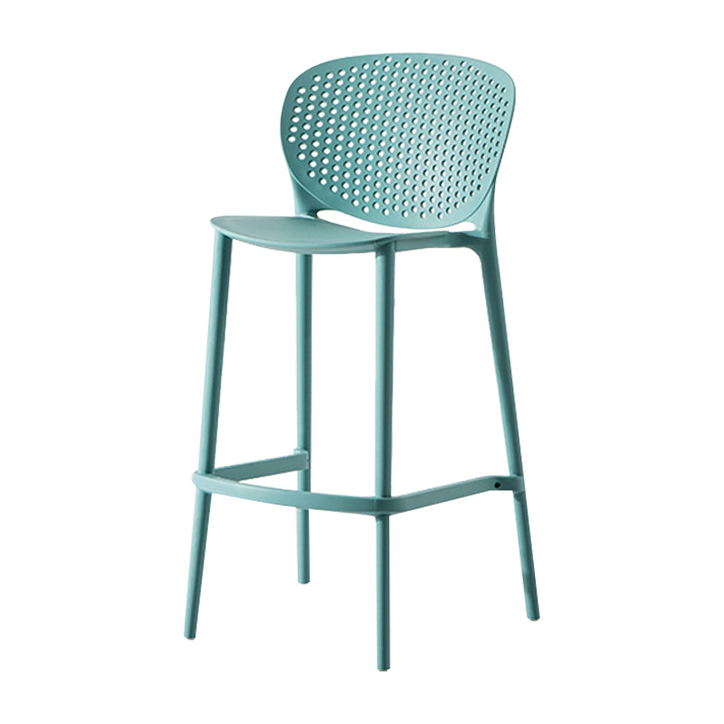 Modern Plastic Counter & Bar Stool Low Back Footrest Stool for Coffee Shop Blue Counter Stool(26"H) Clearhalo 'Bar Furniture' 'Bar Stools' 'bar_stools' 'furn' 'furn_bar_stools' 'furniture_bar_stools' 'Kitchen & Dining Furniture' 'kitchen&dining_furn' 'kitchen' 'kitchen_furn' Furniture' 4275179