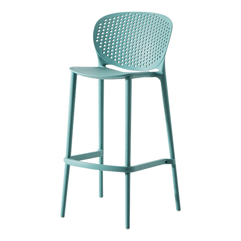 Modern Plastic Counter & Bar Stool Low Back Footrest Stool for Coffee Shop Blue Bar Stool(30"H) Clearhalo 'Bar Furniture' 'Bar Stools' 'bar_stools' 'furn' 'furn_bar_stools' 'furniture_bar_stools' 'Kitchen & Dining Furniture' 'kitchen&dining_furn' 'kitchen' 'kitchen_furn' Furniture' 4275181