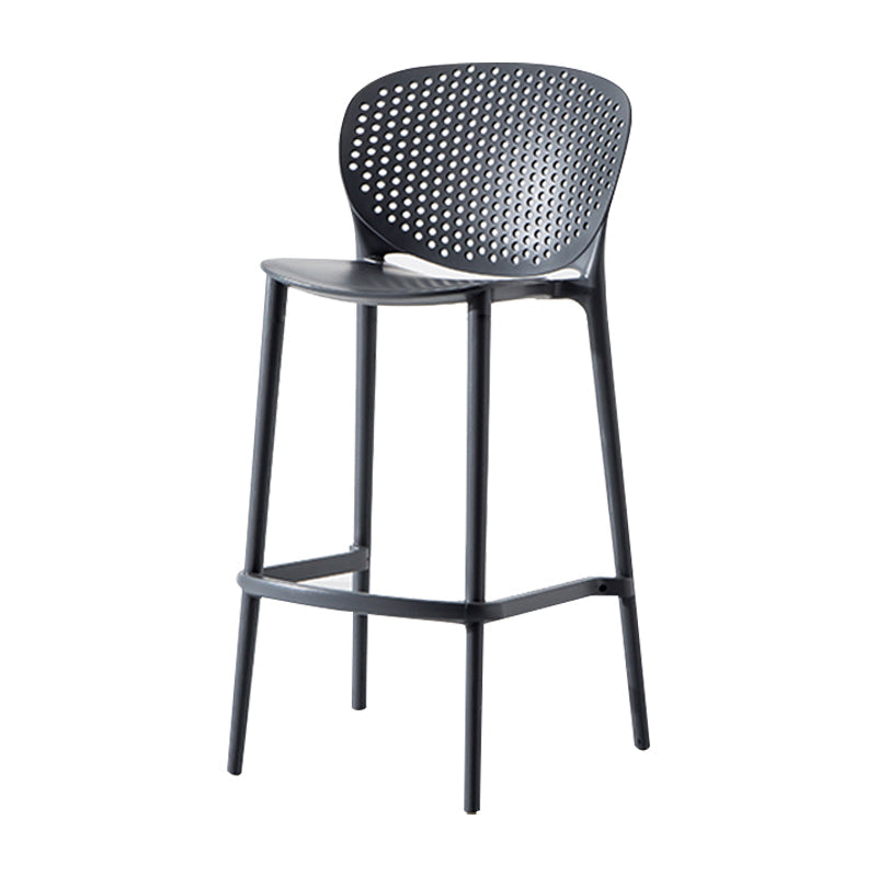 Modern Plastic Counter & Bar Stool Low Back Footrest Stool for Coffee Shop Black-Gray Counter Stool(26"H) Clearhalo 'Bar Furniture' 'Bar Stools' 'bar_stools' 'furn' 'furn_bar_stools' 'furniture_bar_stools' 'Kitchen & Dining Furniture' 'kitchen&dining_furn' 'kitchen' 'kitchen_furn' Furniture' 4275183