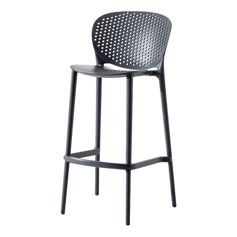Modern Plastic Counter & Bar Stool Low Back Footrest Stool for Coffee Shop Black-Gray Bar Stool(30"H) Clearhalo 'Bar Furniture' 'Bar Stools' 'bar_stools' 'furn' 'furn_bar_stools' 'furniture_bar_stools' 'Kitchen & Dining Furniture' 'kitchen&dining_furn' 'kitchen' 'kitchen_furn' Furniture' 4275185