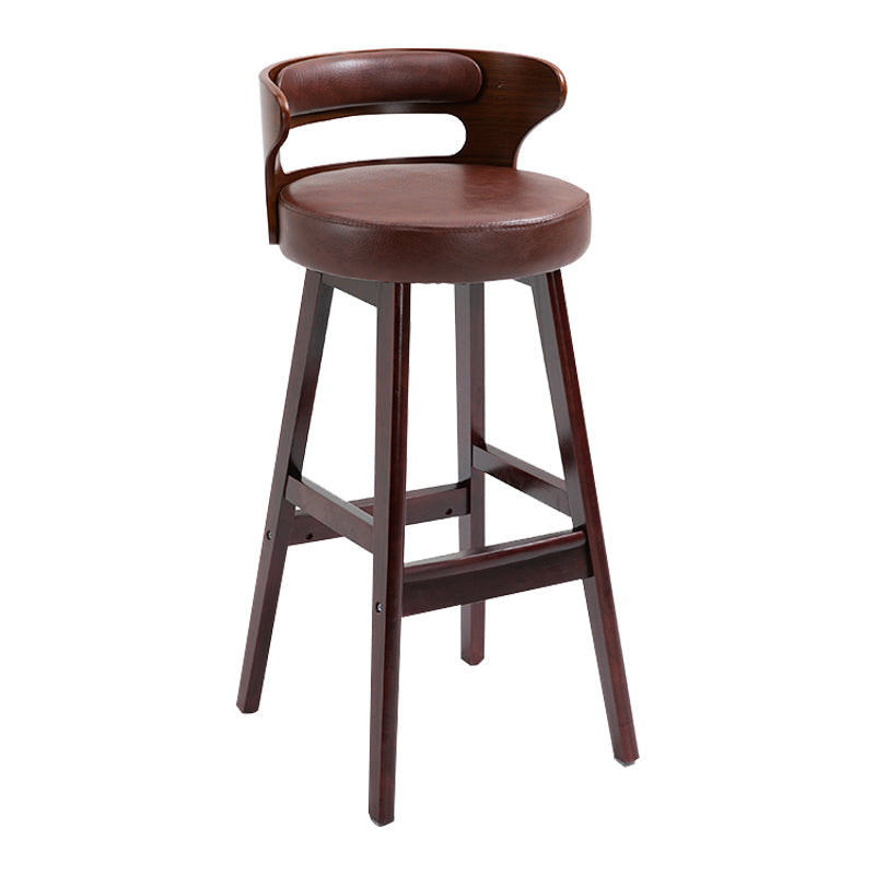 Modern Armless Backrest Counter Stool Wood Household Bar Stool with Cushion Dark Brown 1 Piece Clearhalo 'Bar Furniture' 'Bar Stools' 'bar_stools' 'furn' 'furn_bar_stools' 'furniture_bar_stools' 'Kitchen & Dining Furniture' 'kitchen&dining_furn' 'kitchen' 'kitchen_furn' Furniture' 4275216
