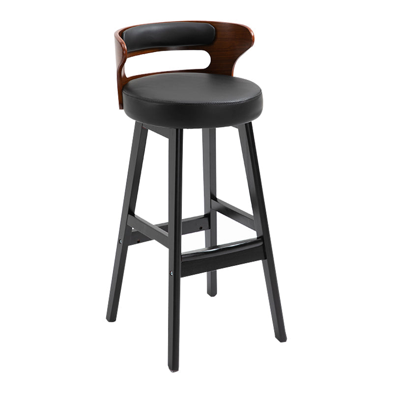 Modern Armless Backrest Counter Stool Wood Household Bar Stool with Cushion Matte Black 1 Piece Clearhalo 'Bar Furniture' 'Bar Stools' 'bar_stools' 'furn' 'furn_bar_stools' 'furniture_bar_stools' 'Kitchen & Dining Furniture' 'kitchen&dining_furn' 'kitchen' 'kitchen_furn' Furniture' 4275224