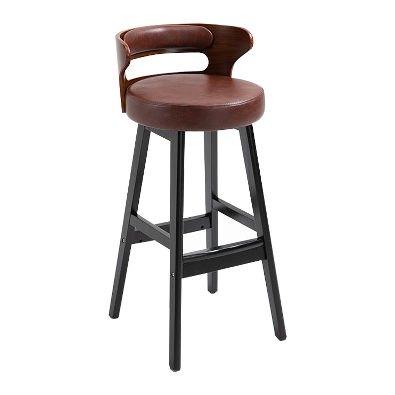 Modern Armless Backrest Counter Stool Wood Household Bar Stool with Cushion Brown 1 Piece Clearhalo 'Bar Furniture' 'Bar Stools' 'bar_stools' 'furn' 'furn_bar_stools' 'furniture_bar_stools' 'Kitchen & Dining Furniture' 'kitchen&dining_furn' 'kitchen' 'kitchen_furn' Furniture' 4275227