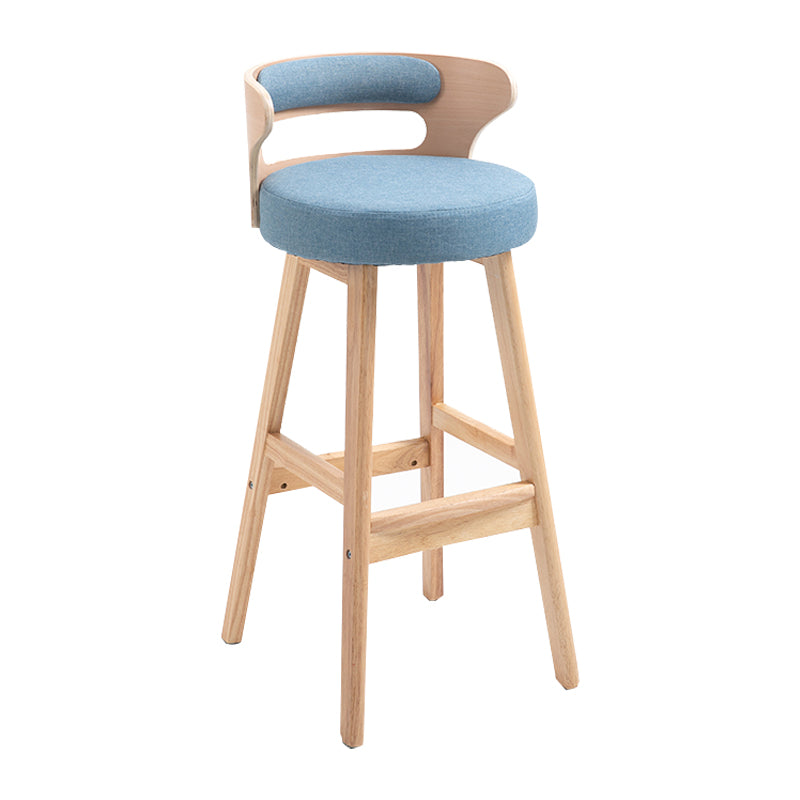 Modern Armless Backrest Counter Stool Wood Household Bar Stool with Cushion Blue 1 Piece Clearhalo 'Bar Furniture' 'Bar Stools' 'bar_stools' 'furn' 'furn_bar_stools' 'furniture_bar_stools' 'Kitchen & Dining Furniture' 'kitchen&dining_furn' 'kitchen' 'kitchen_furn' Furniture' 4275229
