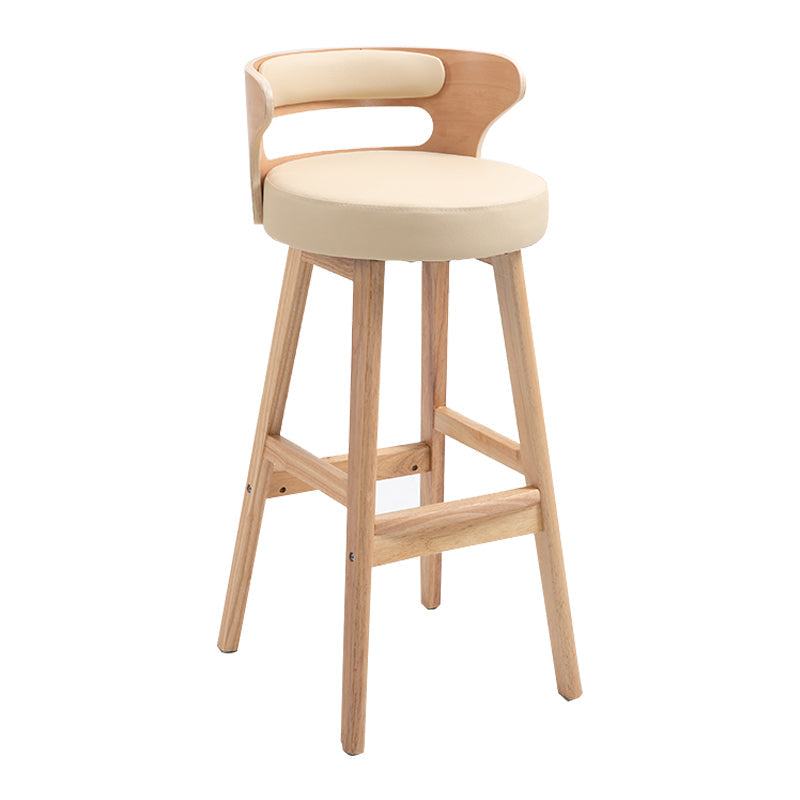Modern Armless Backrest Counter Stool Wood Household Bar Stool with Cushion Beige 1 Piece Clearhalo 'Bar Furniture' 'Bar Stools' 'bar_stools' 'furn' 'furn_bar_stools' 'furniture_bar_stools' 'Kitchen & Dining Furniture' 'kitchen&dining_furn' 'kitchen' 'kitchen_furn' Furniture' 4275231