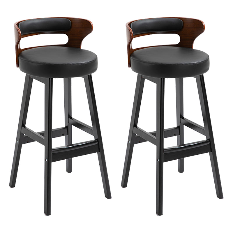 Modern Armless Backrest Counter Stool Wood Household Bar Stool with Cushion Black 2 Piece Set Clearhalo 'Bar Furniture' 'Bar Stools' 'bar_stools' 'furn' 'furn_bar_stools' 'furniture_bar_stools' 'Kitchen & Dining Furniture' 'kitchen&dining_furn' 'kitchen' 'kitchen_furn' Furniture' 4275236