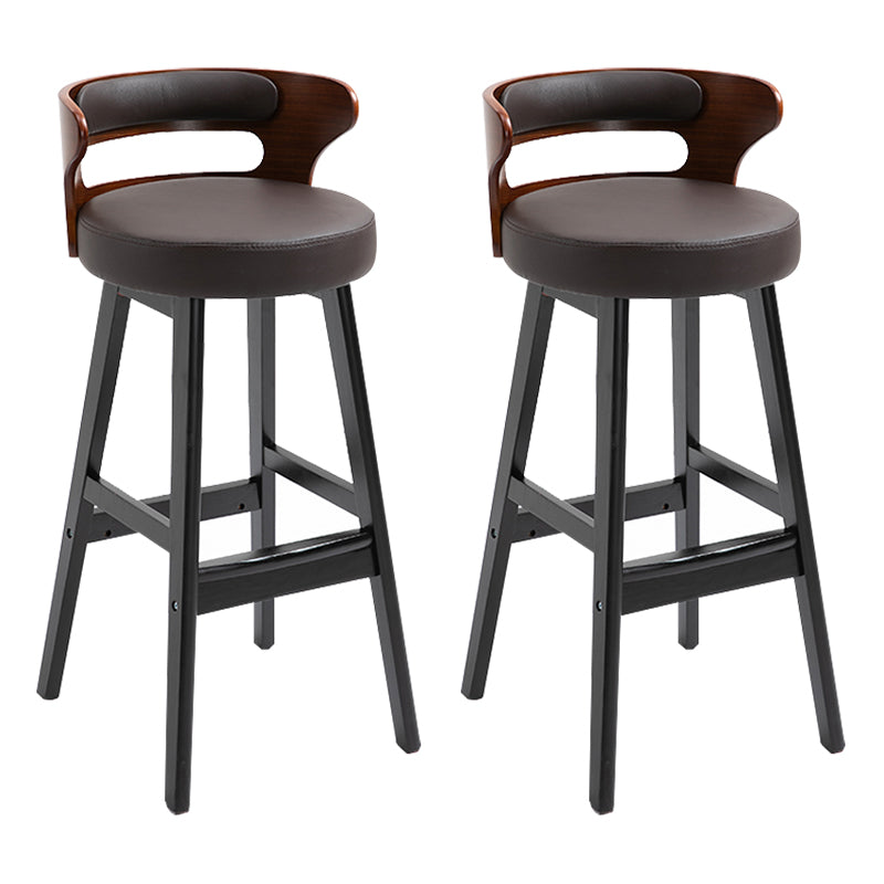Modern Armless Backrest Counter Stool Wood Household Bar Stool with Cushion Light Brown 2 Piece Set Clearhalo 'Bar Furniture' 'Bar Stools' 'bar_stools' 'furn' 'furn_bar_stools' 'furniture_bar_stools' 'Kitchen & Dining Furniture' 'kitchen&dining_furn' 'kitchen' 'kitchen_furn' Furniture' 4275237