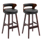 Modern Armless Backrest Counter Stool Wood Household Bar Stool with Cushion Gloss Black 2 Piece Set Clearhalo 'Bar Furniture' 'Bar Stools' 'bar_stools' 'furn' 'furn_bar_stools' 'furniture_bar_stools' 'Kitchen & Dining Furniture' 'kitchen&dining_furn' 'kitchen' 'kitchen_furn' Furniture' 4275240