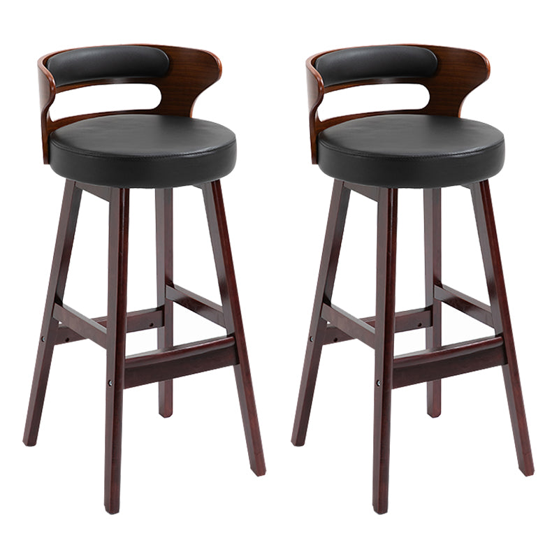 Modern Armless Backrest Counter Stool Wood Household Bar Stool with Cushion Gloss Black 2 Piece Set Clearhalo 'Bar Furniture' 'Bar Stools' 'bar_stools' 'furn' 'furn_bar_stools' 'furniture_bar_stools' 'Kitchen & Dining Furniture' 'kitchen&dining_furn' 'kitchen' 'kitchen_furn' Furniture' 4275240
