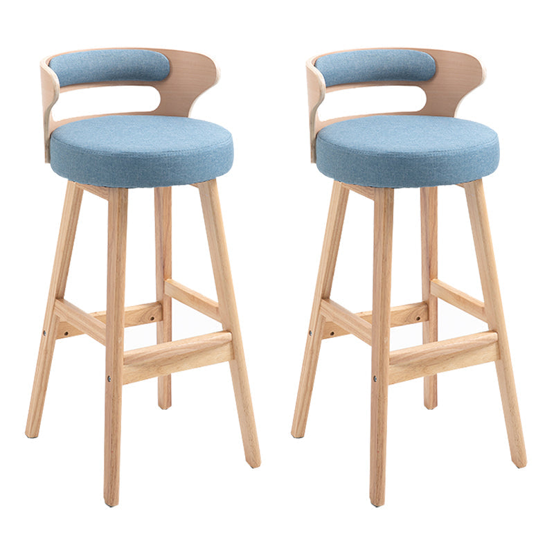 Modern Armless Backrest Counter Stool Wood Household Bar Stool with Cushion Blue 2 Piece Set Clearhalo 'Bar Furniture' 'Bar Stools' 'bar_stools' 'furn' 'furn_bar_stools' 'furniture_bar_stools' 'Kitchen & Dining Furniture' 'kitchen&dining_furn' 'kitchen' 'kitchen_furn' Furniture' 4275242