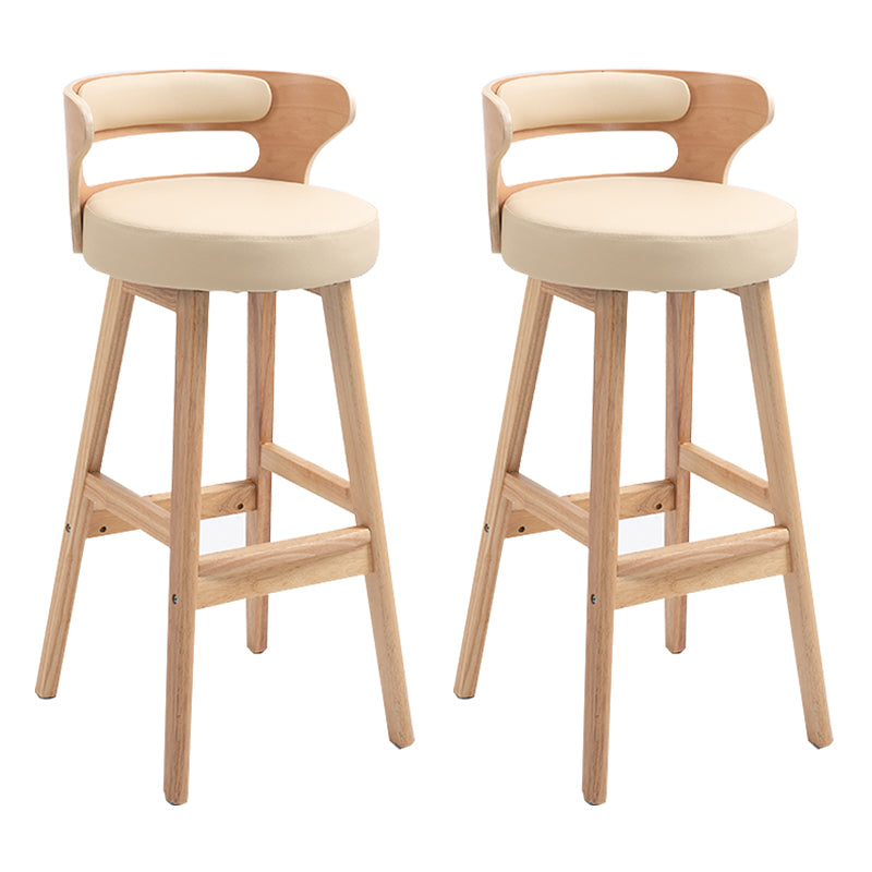 Modern Armless Backrest Counter Stool Wood Household Bar Stool with Cushion Beige 2 Piece Set Clearhalo 'Bar Furniture' 'Bar Stools' 'bar_stools' 'furn' 'furn_bar_stools' 'furniture_bar_stools' 'Kitchen & Dining Furniture' 'kitchen&dining_furn' 'kitchen' 'kitchen_furn' Furniture' 4275243
