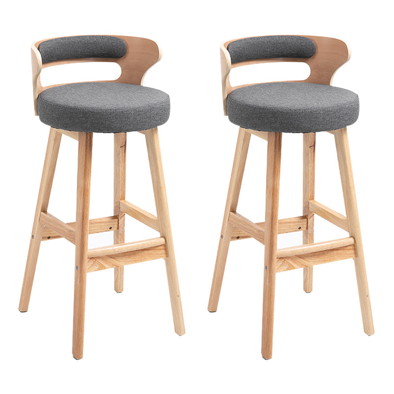 Modern Armless Backrest Counter Stool Wood Household Bar Stool with Cushion Grey 2 Piece Set Clearhalo 'Bar Furniture' 'Bar Stools' 'bar_stools' 'furn' 'furn_bar_stools' 'furniture_bar_stools' 'Kitchen & Dining Furniture' 'kitchen&dining_furn' 'kitchen' 'kitchen_furn' Furniture' 4275244
