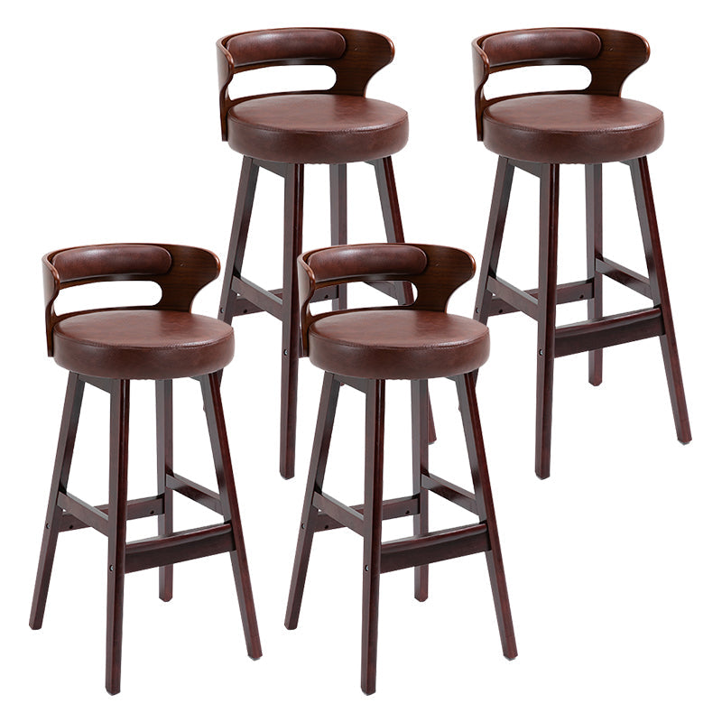 Modern Armless Backrest Counter Stool Wood Household Bar Stool with Cushion Dark Brown 4 Piece Set Clearhalo 'Bar Furniture' 'Bar Stools' 'bar_stools' 'furn' 'furn_bar_stools' 'furniture_bar_stools' 'Kitchen & Dining Furniture' 'kitchen&dining_furn' 'kitchen' 'kitchen_furn' Furniture' 4275245