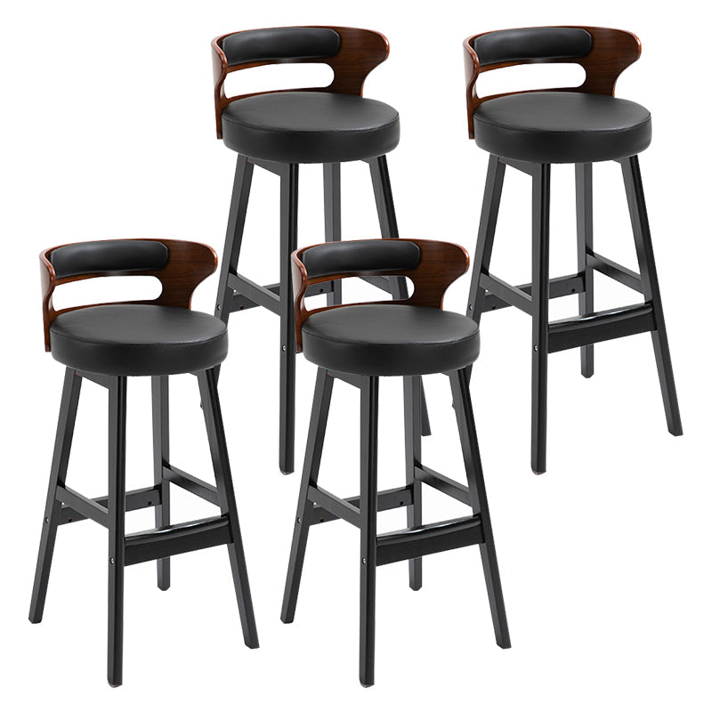 Modern Armless Backrest Counter Stool Wood Household Bar Stool with Cushion Black 4 Piece Set Clearhalo 'Bar Furniture' 'Bar Stools' 'bar_stools' 'furn' 'furn_bar_stools' 'furniture_bar_stools' 'Kitchen & Dining Furniture' 'kitchen&dining_furn' 'kitchen' 'kitchen_furn' Furniture' 4275246