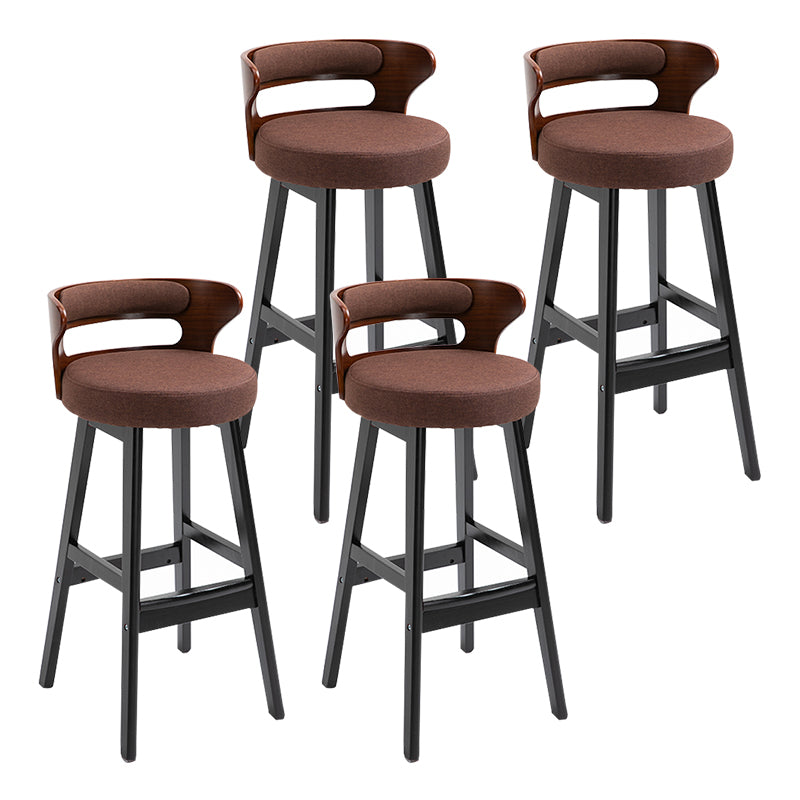 Modern Armless Backrest Counter Stool Wood Household Bar Stool with Cushion Coffee 4 Piece Set Clearhalo 'Bar Furniture' 'Bar Stools' 'bar_stools' 'furn' 'furn_bar_stools' 'furniture_bar_stools' 'Kitchen & Dining Furniture' 'kitchen&dining_furn' 'kitchen' 'kitchen_furn' Furniture' 4275248
