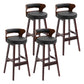 Modern Armless Backrest Counter Stool Wood Household Bar Stool with Cushion Gloss Black 4 Piece Set Clearhalo 'Bar Furniture' 'Bar Stools' 'bar_stools' 'furn' 'furn_bar_stools' 'furniture_bar_stools' 'Kitchen & Dining Furniture' 'kitchen&dining_furn' 'kitchen' 'kitchen_furn' Furniture' 4275250