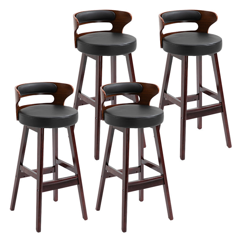 Modern Armless Backrest Counter Stool Wood Household Bar Stool with Cushion Gloss Black 4 Piece Set Clearhalo 'Bar Furniture' 'Bar Stools' 'bar_stools' 'furn' 'furn_bar_stools' 'furniture_bar_stools' 'Kitchen & Dining Furniture' 'kitchen&dining_furn' 'kitchen' 'kitchen_furn' Furniture' 4275250