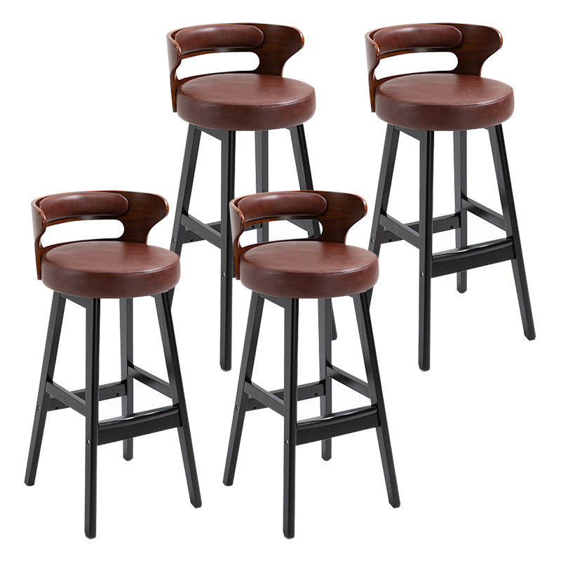 Modern Armless Backrest Counter Stool Wood Household Bar Stool with Cushion Brown 4 Piece Set Clearhalo 'Bar Furniture' 'Bar Stools' 'bar_stools' 'furn' 'furn_bar_stools' 'furniture_bar_stools' 'Kitchen & Dining Furniture' 'kitchen&dining_furn' 'kitchen' 'kitchen_furn' Furniture' 4275251