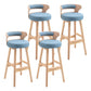 Modern Armless Backrest Counter Stool Wood Household Bar Stool with Cushion Blue 4 Piece Set Clearhalo 'Bar Furniture' 'Bar Stools' 'bar_stools' 'furn' 'furn_bar_stools' 'furniture_bar_stools' 'Kitchen & Dining Furniture' 'kitchen&dining_furn' 'kitchen' 'kitchen_furn' Furniture' 4275252