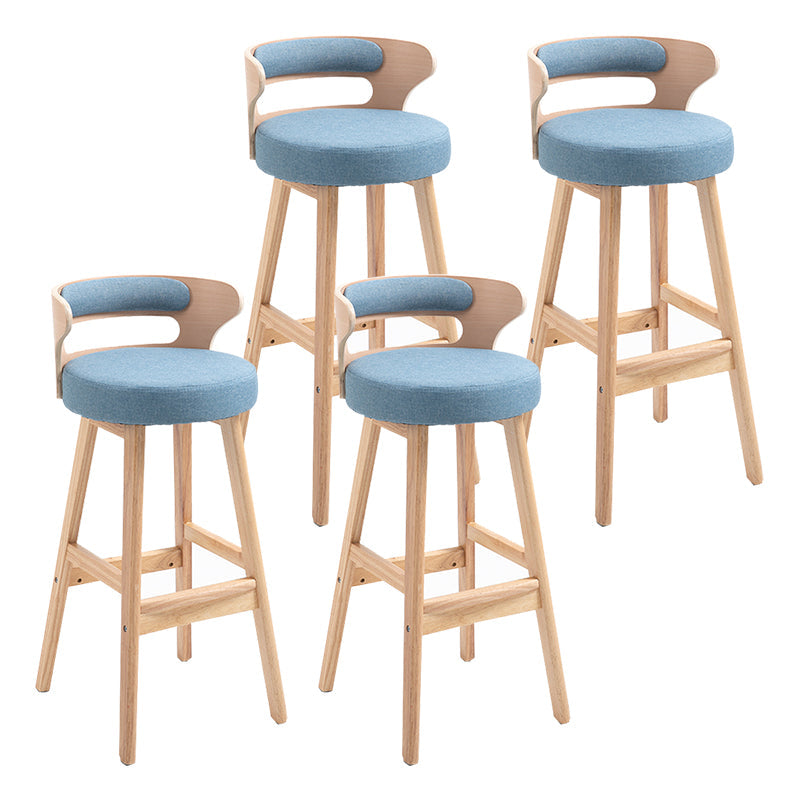 Modern Armless Backrest Counter Stool Wood Household Bar Stool with Cushion Blue 4 Piece Set Clearhalo 'Bar Furniture' 'Bar Stools' 'bar_stools' 'furn' 'furn_bar_stools' 'furniture_bar_stools' 'Kitchen & Dining Furniture' 'kitchen&dining_furn' 'kitchen' 'kitchen_furn' Furniture' 4275252
