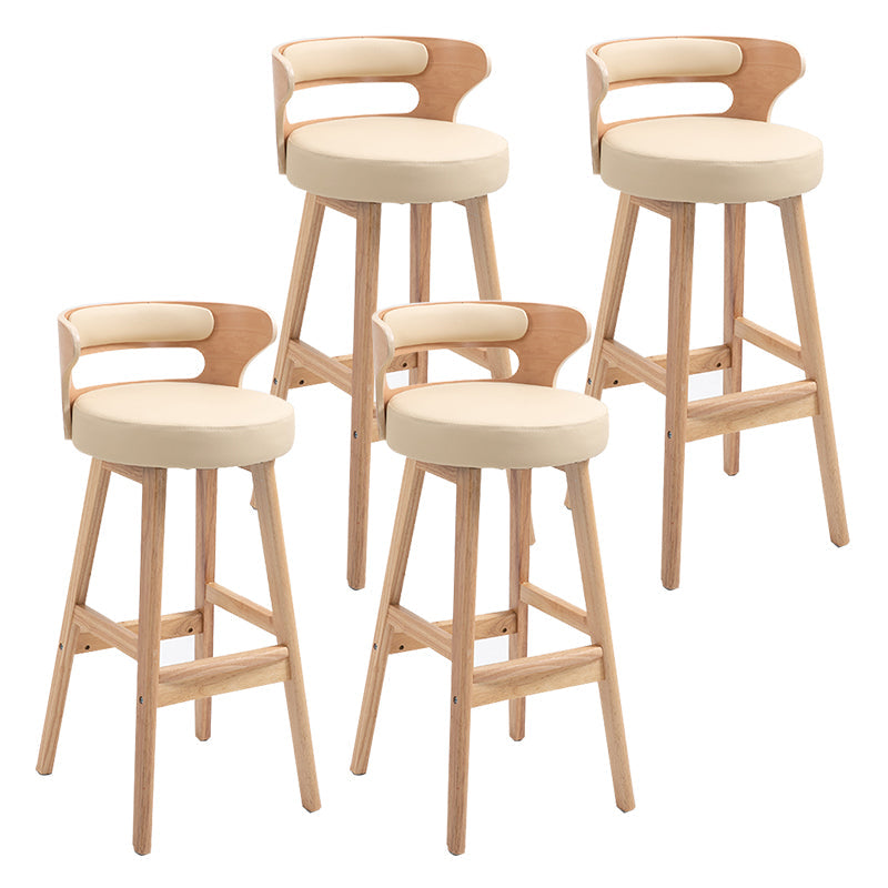 Modern Armless Backrest Counter Stool Wood Household Bar Stool with Cushion Beige 4 Piece Set Clearhalo 'Bar Furniture' 'Bar Stools' 'bar_stools' 'furn' 'furn_bar_stools' 'furniture_bar_stools' 'Kitchen & Dining Furniture' 'kitchen&dining_furn' 'kitchen' 'kitchen_furn' Furniture' 4275253