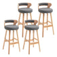 Modern Armless Backrest Counter Stool Wood Household Bar Stool with Cushion Grey 4 Piece Set Clearhalo 'Bar Furniture' 'Bar Stools' 'bar_stools' 'furn' 'furn_bar_stools' 'furniture_bar_stools' 'Kitchen & Dining Furniture' 'kitchen&dining_furn' 'kitchen' 'kitchen_furn' Furniture' 4275254