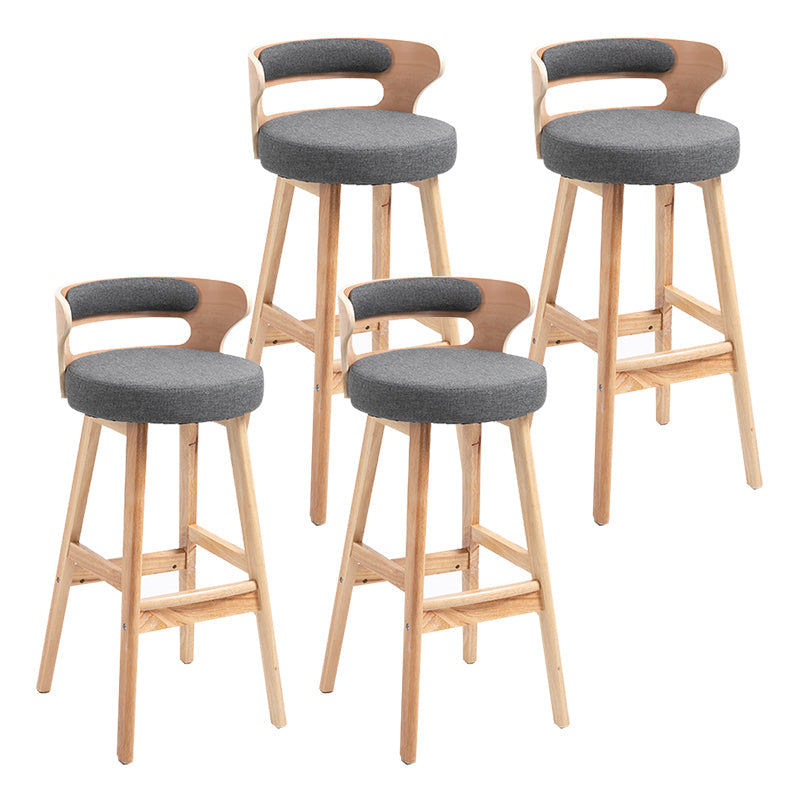 Modern Armless Backrest Counter Stool Wood Household Bar Stool with Cushion Grey 4 Piece Set Clearhalo 'Bar Furniture' 'Bar Stools' 'bar_stools' 'furn' 'furn_bar_stools' 'furniture_bar_stools' 'Kitchen & Dining Furniture' 'kitchen&dining_furn' 'kitchen' 'kitchen_furn' Furniture' 4275254