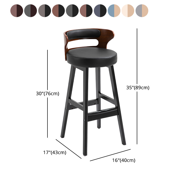 Modern Armless Backrest Counter Stool Wood Household Bar Stool with Cushion Clearhalo 'Bar Furniture' 'Bar Stools' 'bar_stools' 'furn' 'furn_bar_stools' 'furniture_bar_stools' 'Kitchen & Dining Furniture' 'kitchen&dining_furn' 'kitchen' 'kitchen_furn' Furniture' 4275255