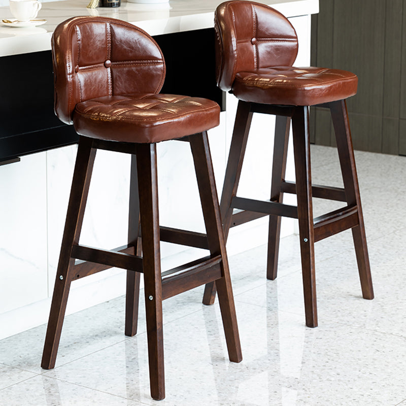 Modern Armless Backrest Counter Stool Wood Household Bar Stool with Pedal and Cushion Clearhalo 'Bar Furniture' 'Bar Stools' 'bar_stools' 'furn' 'furn_bar_stools' 'furniture_bar_stools' 'Kitchen & Dining Furniture' 'kitchen&dining_furn' 'kitchen' 'kitchen_furn' Furniture' 4275256
