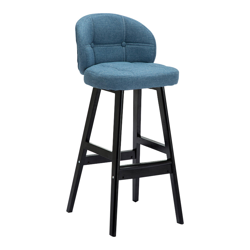 Modern Armless Backrest Counter Stool Wood Household Bar Stool with Pedal and Cushion Light Blue Black 1 Piece Clearhalo 'Bar Furniture' 'Bar Stools' 'bar_stools' 'furn' 'furn_bar_stools' 'furniture_bar_stools' 'Kitchen & Dining Furniture' 'kitchen&dining_furn' 'kitchen' 'kitchen_furn' Furniture' 4275257