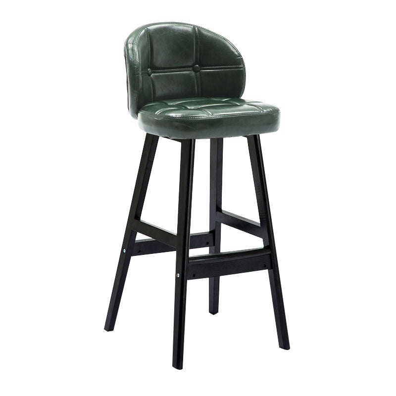 Modern Armless Backrest Counter Stool Wood Household Bar Stool with Pedal and Cushion Blackish Green Black 1 Piece Clearhalo 'Bar Furniture' 'Bar Stools' 'bar_stools' 'furn' 'furn_bar_stools' 'furniture_bar_stools' 'Kitchen & Dining Furniture' 'kitchen&dining_furn' 'kitchen' 'kitchen_furn' Furniture' 4275258