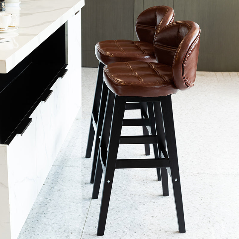 Modern Armless Backrest Counter Stool Wood Household Bar Stool with Pedal and Cushion Clearhalo 'Bar Furniture' 'Bar Stools' 'bar_stools' 'furn' 'furn_bar_stools' 'furniture_bar_stools' 'Kitchen & Dining Furniture' 'kitchen&dining_furn' 'kitchen' 'kitchen_furn' Furniture' 4275261