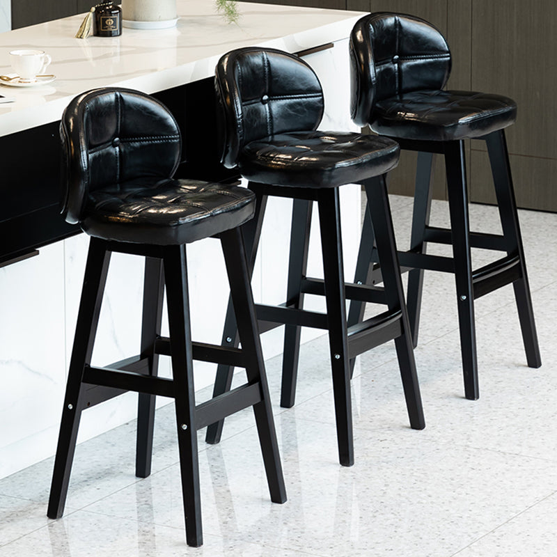 Modern Armless Backrest Counter Stool Wood Household Bar Stool with Pedal and Cushion Clearhalo 'Bar Furniture' 'Bar Stools' 'bar_stools' 'furn' 'furn_bar_stools' 'furniture_bar_stools' 'Kitchen & Dining Furniture' 'kitchen&dining_furn' 'kitchen' 'kitchen_furn' Furniture' 4275263