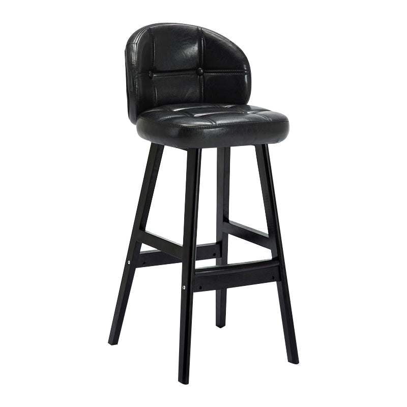 Modern Armless Backrest Counter Stool Wood Household Bar Stool with Pedal and Cushion Black Black 1 Piece Clearhalo 'Bar Furniture' 'Bar Stools' 'bar_stools' 'furn' 'furn_bar_stools' 'furniture_bar_stools' 'Kitchen & Dining Furniture' 'kitchen&dining_furn' 'kitchen' 'kitchen_furn' Furniture' 4275265