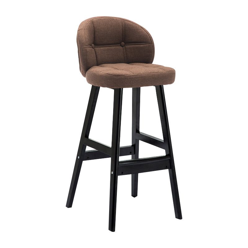 Modern Armless Backrest Counter Stool Wood Household Bar Stool with Pedal and Cushion Brown Black 1 Piece Clearhalo 'Bar Furniture' 'Bar Stools' 'bar_stools' 'furn' 'furn_bar_stools' 'furniture_bar_stools' 'Kitchen & Dining Furniture' 'kitchen&dining_furn' 'kitchen' 'kitchen_furn' Furniture' 4275266