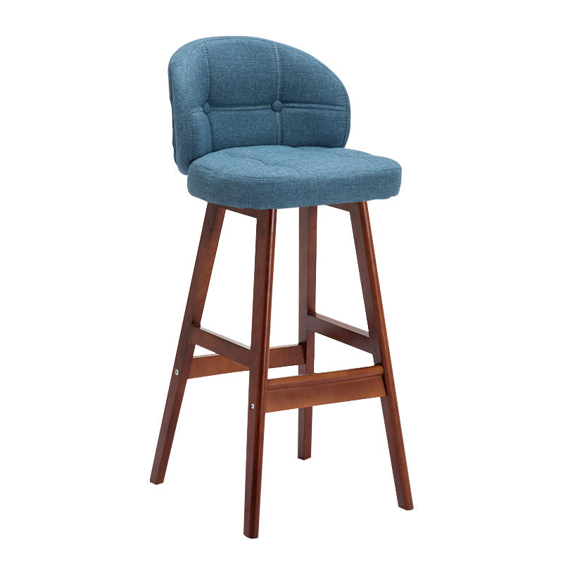 Modern Armless Backrest Counter Stool Wood Household Bar Stool with Pedal and Cushion Light Blue Brown 1 Piece Clearhalo 'Bar Furniture' 'Bar Stools' 'bar_stools' 'furn' 'furn_bar_stools' 'furniture_bar_stools' 'Kitchen & Dining Furniture' 'kitchen&dining_furn' 'kitchen' 'kitchen_furn' Furniture' 4275272