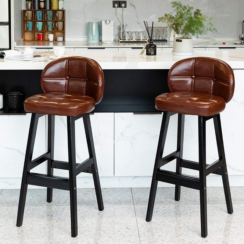 Modern Armless Backrest Counter Stool Wood Household Bar Stool with Pedal and Cushion Clearhalo 'Bar Furniture' 'Bar Stools' 'bar_stools' 'furn' 'furn_bar_stools' 'furniture_bar_stools' 'Kitchen & Dining Furniture' 'kitchen&dining_furn' 'kitchen' 'kitchen_furn' Furniture' 4275274